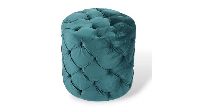 Dallas Solid Wood Ottoman Pouffee in Turquoise Sea Velvet (Multicoloured) by Urban Ladder - - 