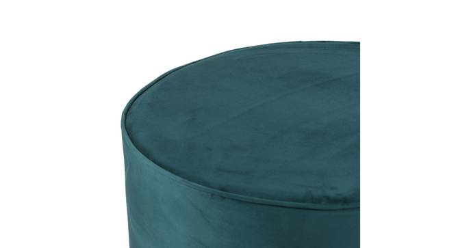 Rosslyn Solid Wood Pouf Stool in Navy Blue Velvet (Turquoise) by Urban Ladder - - 