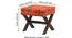 Rosslyn Solid Wood Pouf Stool in Navy Blue Velvet (Orange) by Urban Ladder - - 