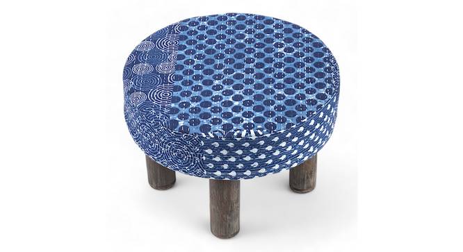 Maple Foot Stool (Indigo Patchwork Kantha) by Urban Ladder - - 