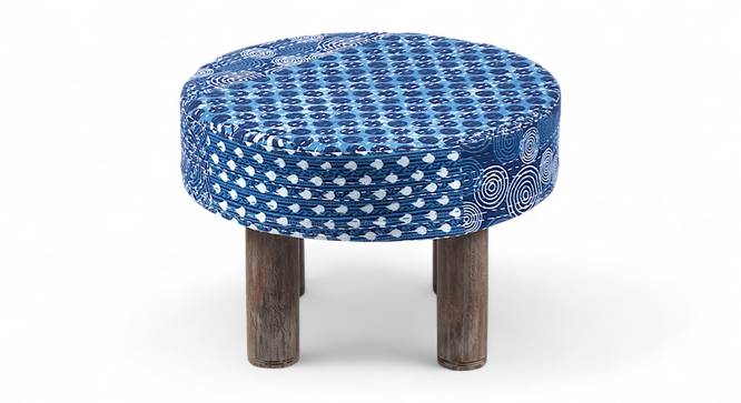 Maple Foot Stool (Indigo Patchwork Kantha) by Urban Ladder - - 