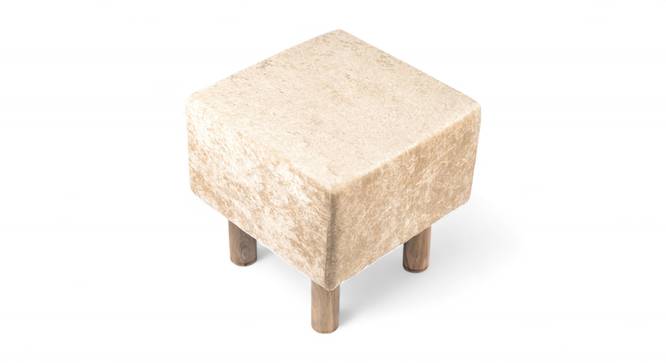Verona Pouffe Stool (Ivory Sparkle Velvet) by Urban Ladder - - 