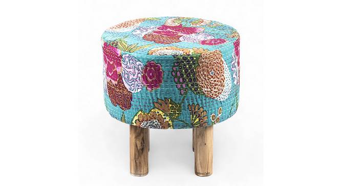 Morgan Pouffe Stool (Floral Print Green Kantha) by Urban Ladder - - 