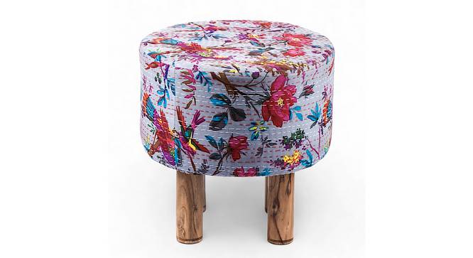 Morgan Pouffe Stool (Bird Print Grey Kantha) by Urban Ladder - - 