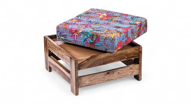 Amber Foot Stool (Bird Print Grey Kantha) by Urban Ladder - - 