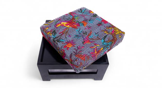 Kumkum Ottoman (Bird Print Grey Kantha) by Urban Ladder - - 