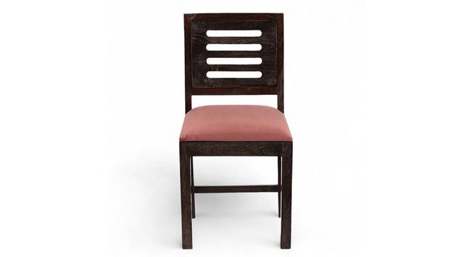 Rosslyn Sheesham Wood Set of 2 Dining Chairs in Mahogany Finish & Coral Pink Velvet Cushion Seat (Mahogany Finish, Setof 1 Set) by Urban Ladder - - 
