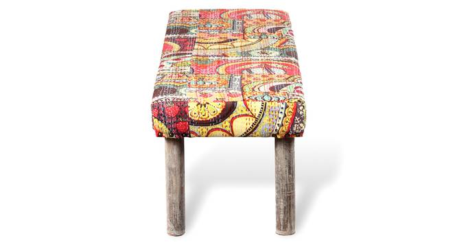 Asteria Solid Wood 2 Seater Bench in Stripe Multi Colour Jackard fabric (Lacquered Finish, Israel Print Kantha, Bench Only Set) by Urban Ladder - - 