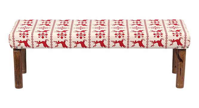 Asteria Solid Wood 2 Seater Bench in Stripe Multi Colour Jackard fabric (Red, Lacquered Finish, Bench Only Set) by Urban Ladder - - 
