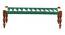 Hamilton Sheesham Wood 2 Seater Maachi Bench set with 2 Stools in Assorted Multi-Colour Chindi & Yellow Rope Canning (Green & White, Lacquered Finish, Bench Only Set) by Urban Ladder - - 