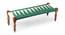 Hamilton Sheesham Wood 2 Seater Maachi Bench set with 2 Stools in Assorted Multi-Colour Chindi & Yellow Rope Canning (Green & White, Lacquered Finish, Bench Only Set) by Urban Ladder - - 