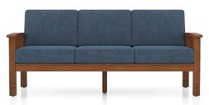 Raynor Wooden Sofa in Amber Walnut Finish (Midnight Indigo Blue)