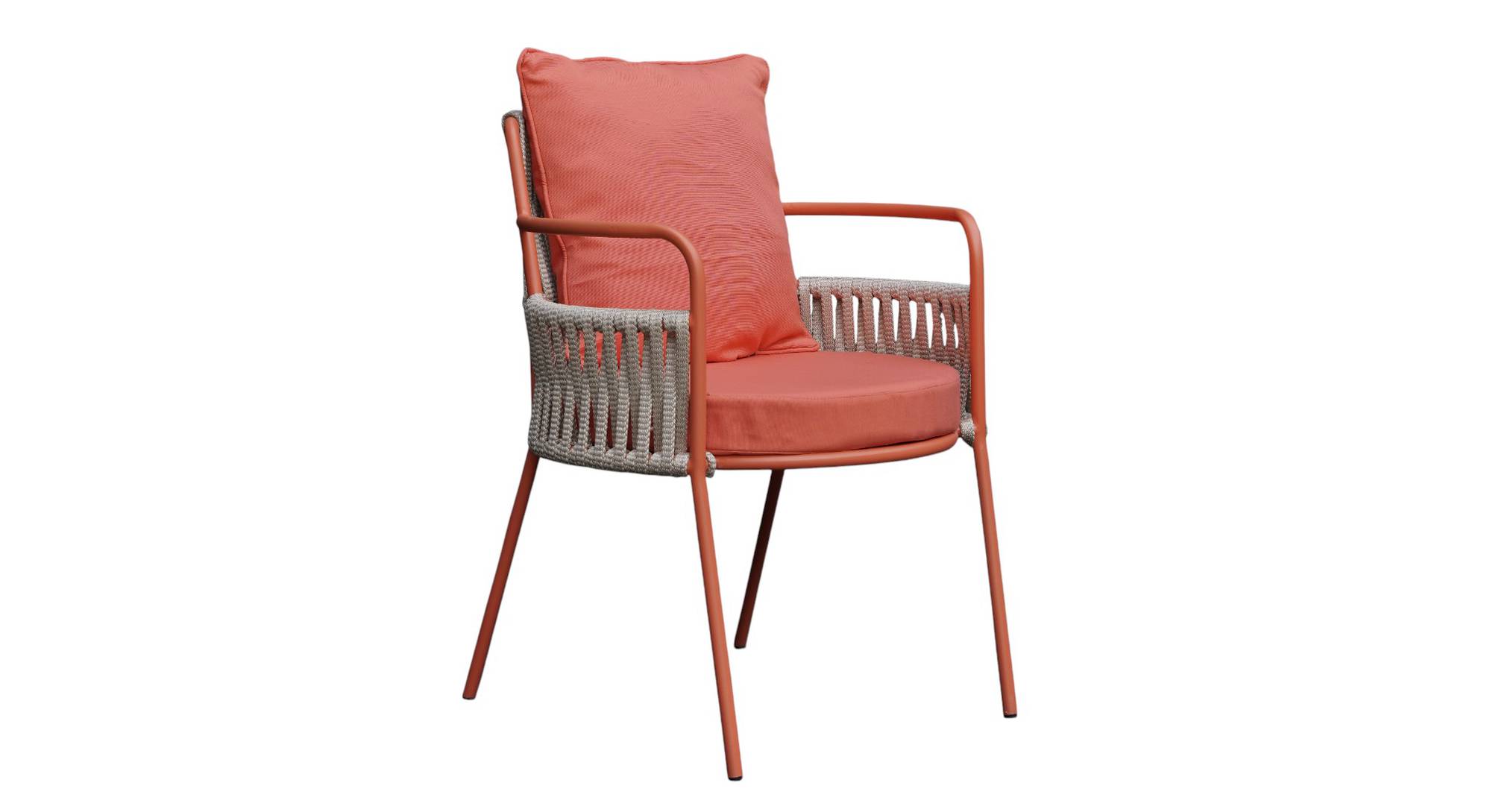 Paola Round Metal Outdoor Table in Orange Colour with set of 2 Chairs