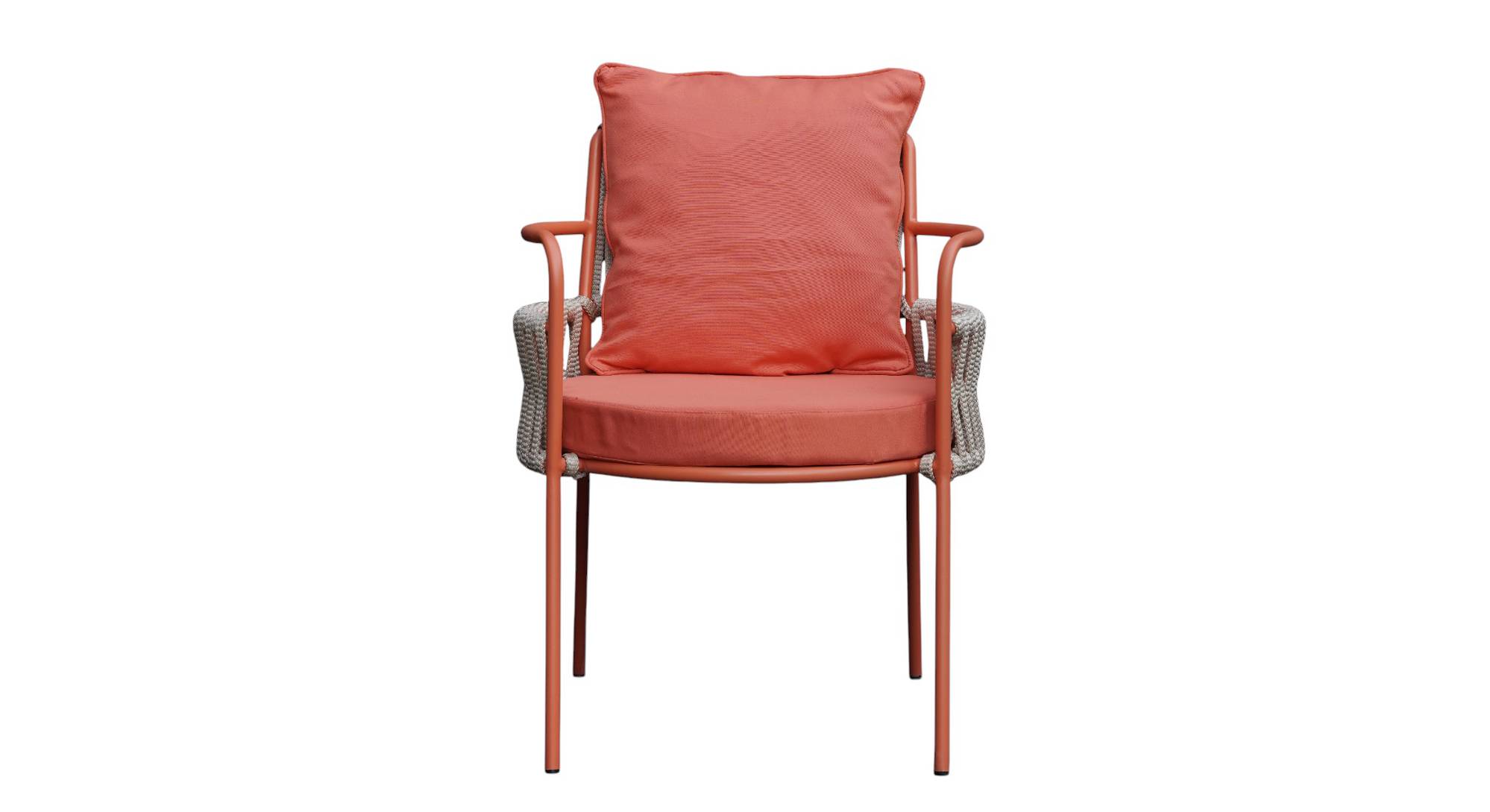 Paola Round Metal Outdoor Table in Orange Colour with set of 2 Chairs