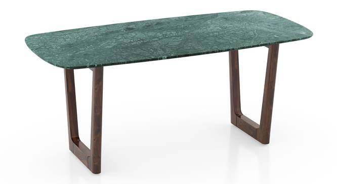 Adria Jade Green Marble Top Dining Table With Set of 6 Ludo Dining Chairs (Tan Leatherette, Jade Green Finish) by Urban Ladder - - 972947