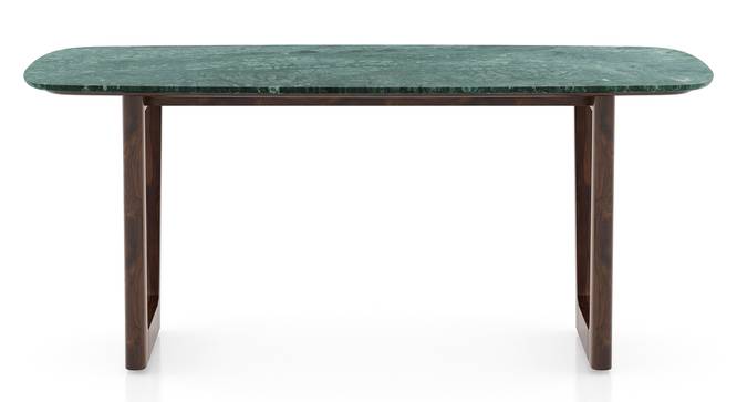 Adria Jade Green Marble Top Dining Table With Set of 6 Ludo Dining Chairs (Tan Leatherette, Jade Green Finish) by Urban Ladder - - 972948