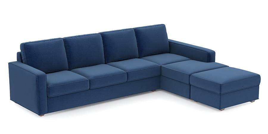 Apollo Sofa Set (Cobalt, Fabric Sofa Material, Compact Sofa Size, Firm Cushion Type, Sectional Sofa Type, Sectional Master Sofa Component, Regular Back Type, Regular Back Height) by Urban Ladder - - 97713