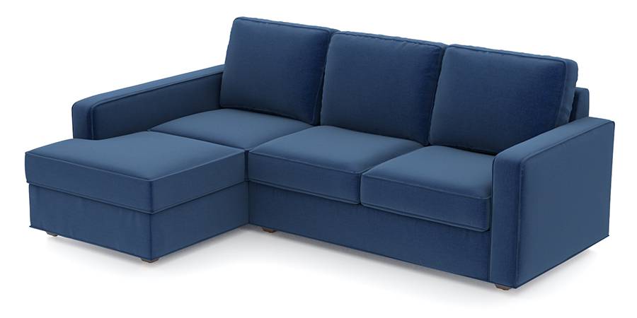 Apollo Sofa Set (Cobalt, Fabric Sofa Material, Compact Sofa Size, Firm Cushion Type, Sectional Sofa Type, Sectional Master Sofa Component, Regular Back Type, Regular Back Height) by Urban Ladder - - 97719