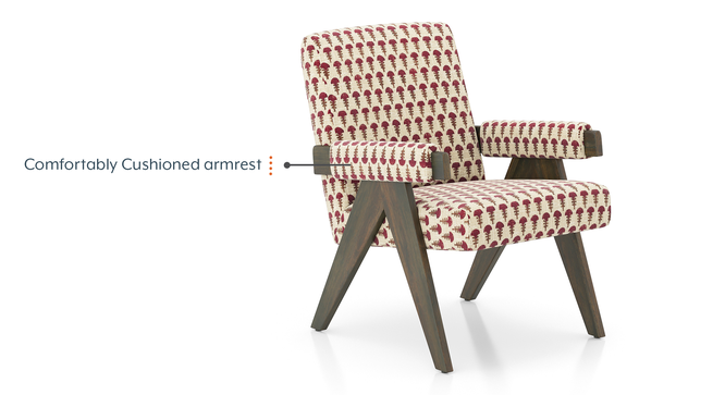 Chandigarh Solid Wood Lounge Chair (Crimson Floral Buti) by Urban Ladder - - 