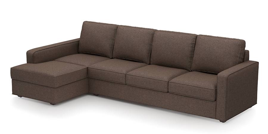 Apollo Sofa Set (Mocha, Fabric Sofa Material, Compact Sofa Size, Soft Cushion Type, Sectional Sofa Type, Sectional Master Sofa Component) by Urban Ladder