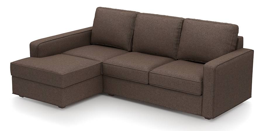 Apollo Sofa Set (Mocha, Fabric Sofa Material, Compact Sofa Size, Soft Cushion Type, Sectional Sofa Type, Sectional Master Sofa Component) by Urban Ladder