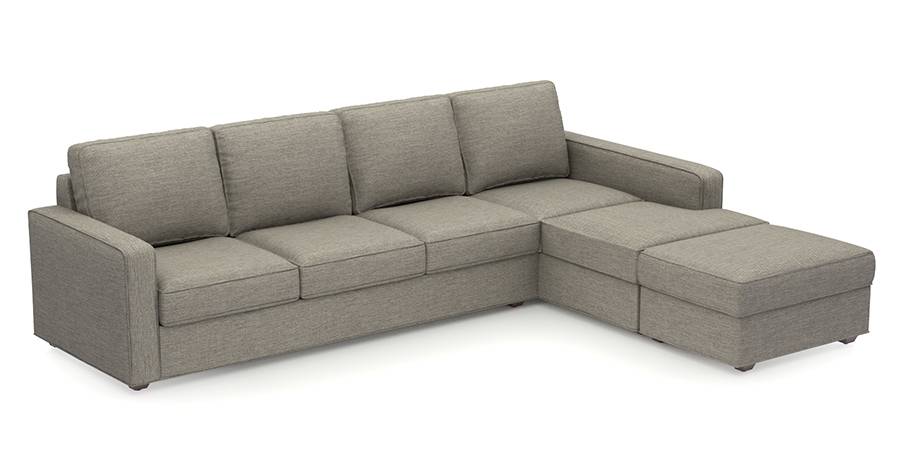 Apollo Sofa Set (Mist, Fabric Sofa Material, Compact Sofa Size, Firm Cushion Type, Sectional Sofa Type, Sectional Master Sofa Component, Regular Back Type, Regular Back Height) by Urban Ladder - - 98320