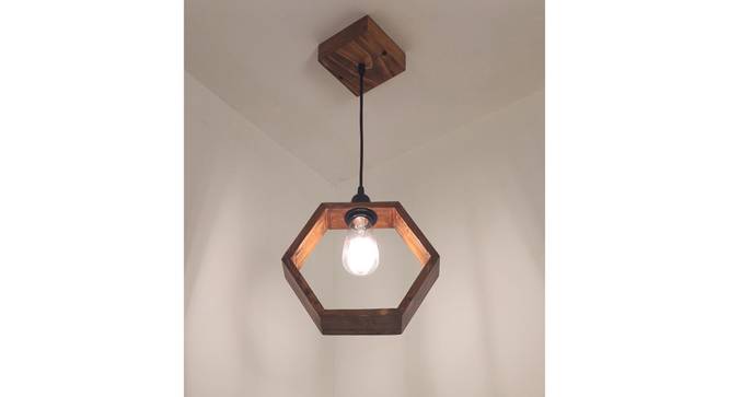 Hex Brown Solid Wood Single Hanging Light (Brown) by Urban Ladder - - 