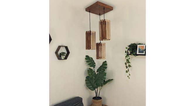 Hexa Brown Solid Wood Cluster Hanging  Light (Brown) by Urban Ladder - - 