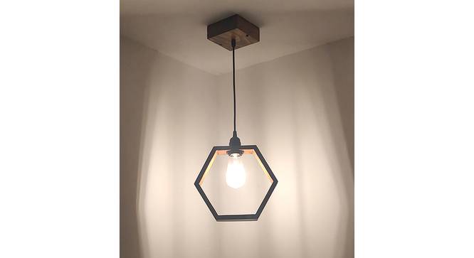 Hex Brown Solid Wood Single Hanging Light (Brown) by Urban Ladder - - 