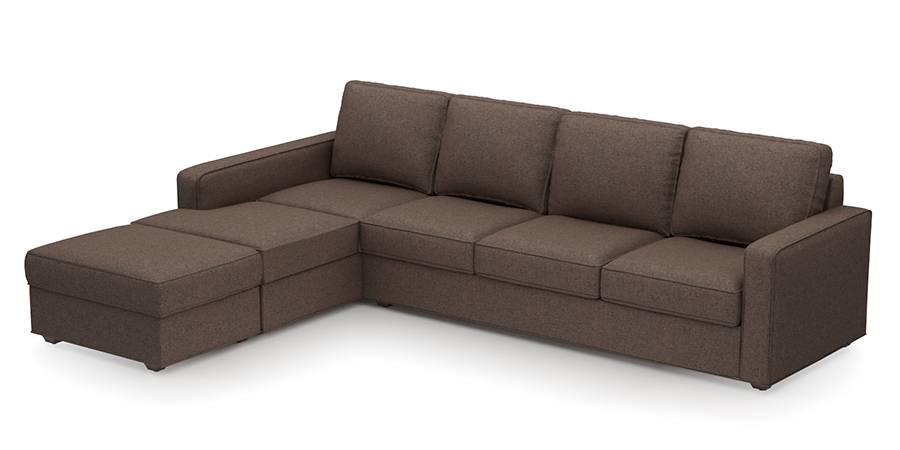 Apollo Sofa Set (Mocha, Fabric Sofa Material, Compact Sofa Size, Firm Cushion Type, Sectional Sofa Type, Sectional Master Sofa Component) by Urban Ladder