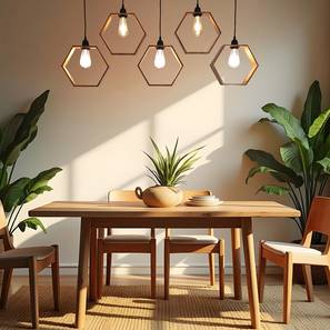 Hexagram 5 Series Brown Solid Wood Cluster Hanging Light-image-33