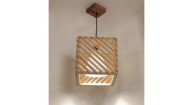Oblique Beige Solid Wood Single Hanging Light (Beige) by Urban Ladder - - 