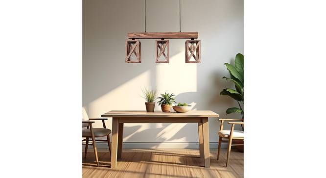 Symmetric Brown Solid Wood Cluster Hanging Light (Brown) by Urban Ladder - - 