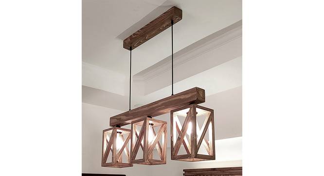 Symmetric Brown Solid Wood Cluster Hanging Light (Brown) by Urban Ladder - - 