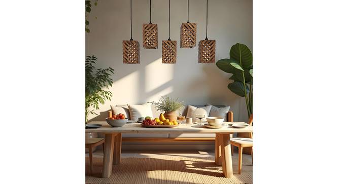 Oblique 5 Series Brown Solid Wood Cluster Hanging Light (Brown) by Urban Ladder - - 