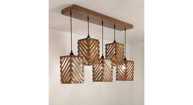 Oblique 5 Series Brown Solid Wood Cluster Hanging Light (Brown) by Urban Ladder - - 