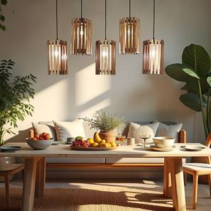 symplify Hexa 5 Series Brown Solid Wood Cluster Hanging Light-picture-26