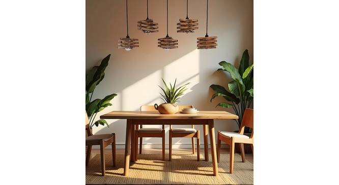 Star 5 Series Brown Solid Wood Cluster Hanging Light (Brown) by Urban Ladder - - 