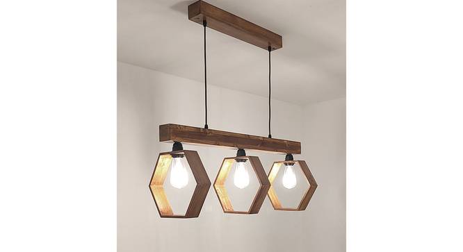 Hexagram 3 Series Brown Solid Wood Cluster Hanging Light (Brown) by Urban Ladder - - 