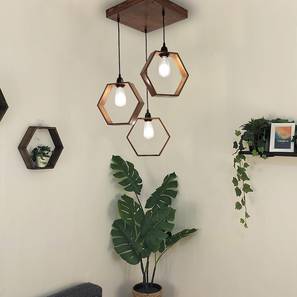 Hexagram Brown Solid Wood Cluster Hanging Light-image-19