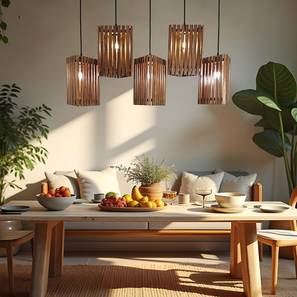 symplify Trikona 5 Series Brown Solid Wood Cluster Hanging Light-picture-13
