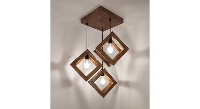 Rhombus Brown Solid Wood Cluster Hanging Light (Brown) by Urban Ladder - - 