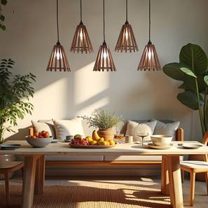Ceiling Lights In Mangalore Design Funnel 5 Series Brown Solid Wood Cluster Hanging Light (Brown)