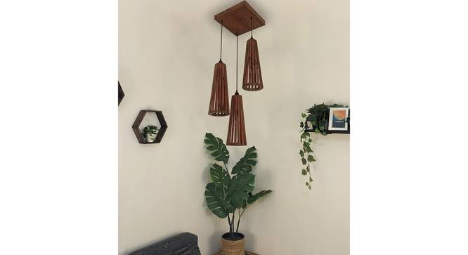 Billet Brown Solid Wood Cluster Hanging Light (Brown) by Urban Ladder - - 