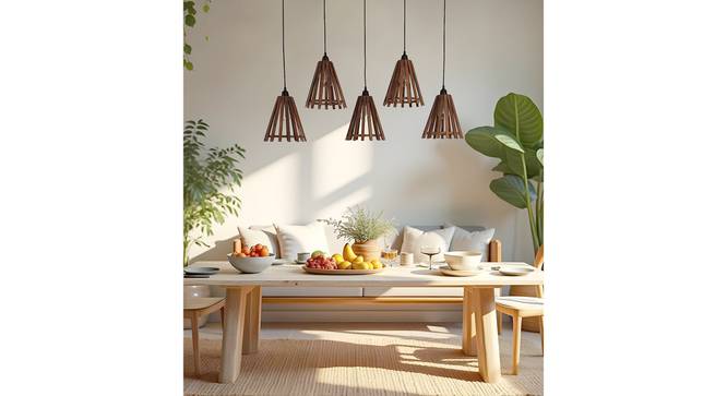Funnel 5 Series Brown Solid Wood Cluster Hanging Light (Brown) by Urban Ladder - - 