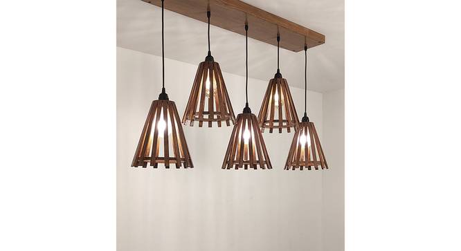 Funnel 5 Series Brown Solid Wood Cluster Hanging Light (Brown) by Urban Ladder - - 