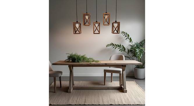 Symmetric 5 Series Brown Solid Wood Cluster Hanging Light (Brown) by Urban Ladder - - 