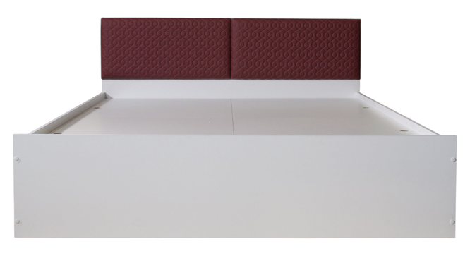 prana Engwitheered Wood Bed with White Fwithish (Queen Bed Size, White Finish, Box Storage Type) by Urban Ladder - - 