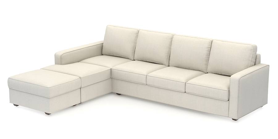 Apollo Sofa Set (Pearl, Fabric Sofa Material, Compact Sofa Size, Soft Cushion Type, Sectional Sofa Type, Sectional Master Sofa Component) by Urban Ladder