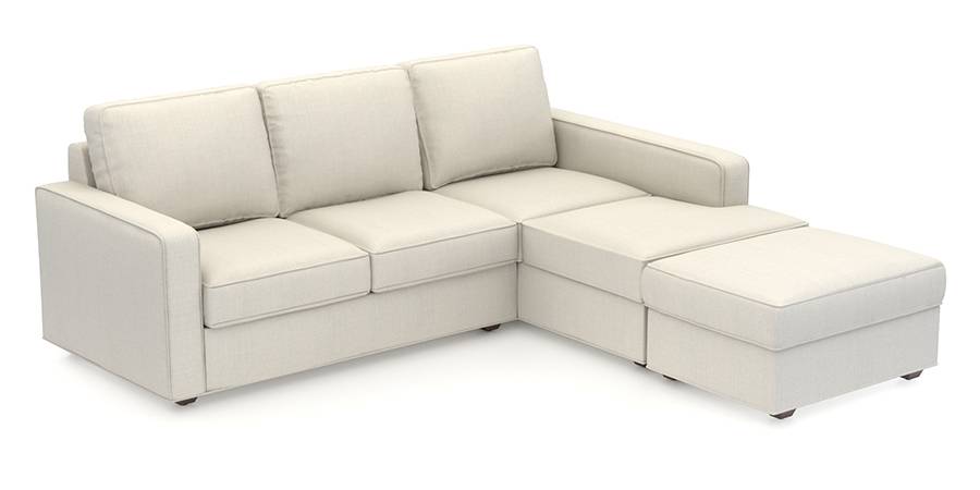 Apollo Sofa Set (Pearl, Fabric Sofa Material, Compact Sofa Size, Soft Cushion Type, Sectional Sofa Type, Sectional Master Sofa Component) by Urban Ladder
